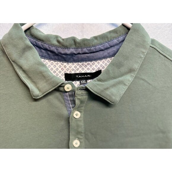 Tahari Men's Classic Polo Olive Green Short Sleeve Collar One Pocket Size XXL - Picture 3 of 9